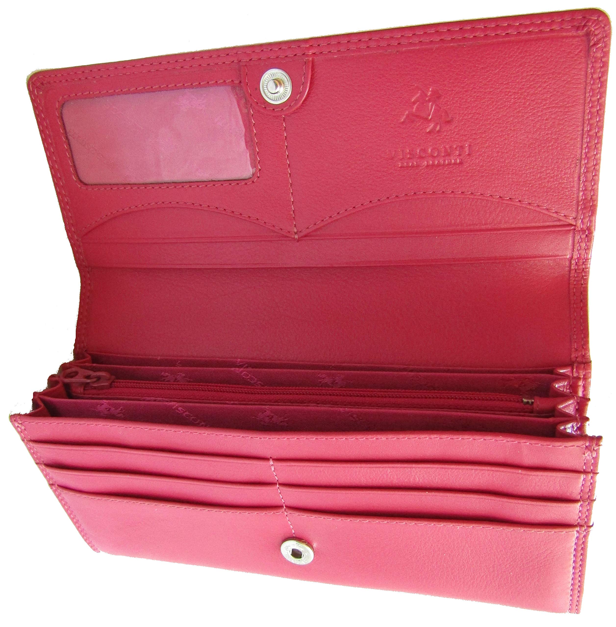 Gorgeous Visconti Buckingham Soft Leather Card Cash Coin Purse Wallet RFID Protection Gift Boxed HT35 (Fuschia)
