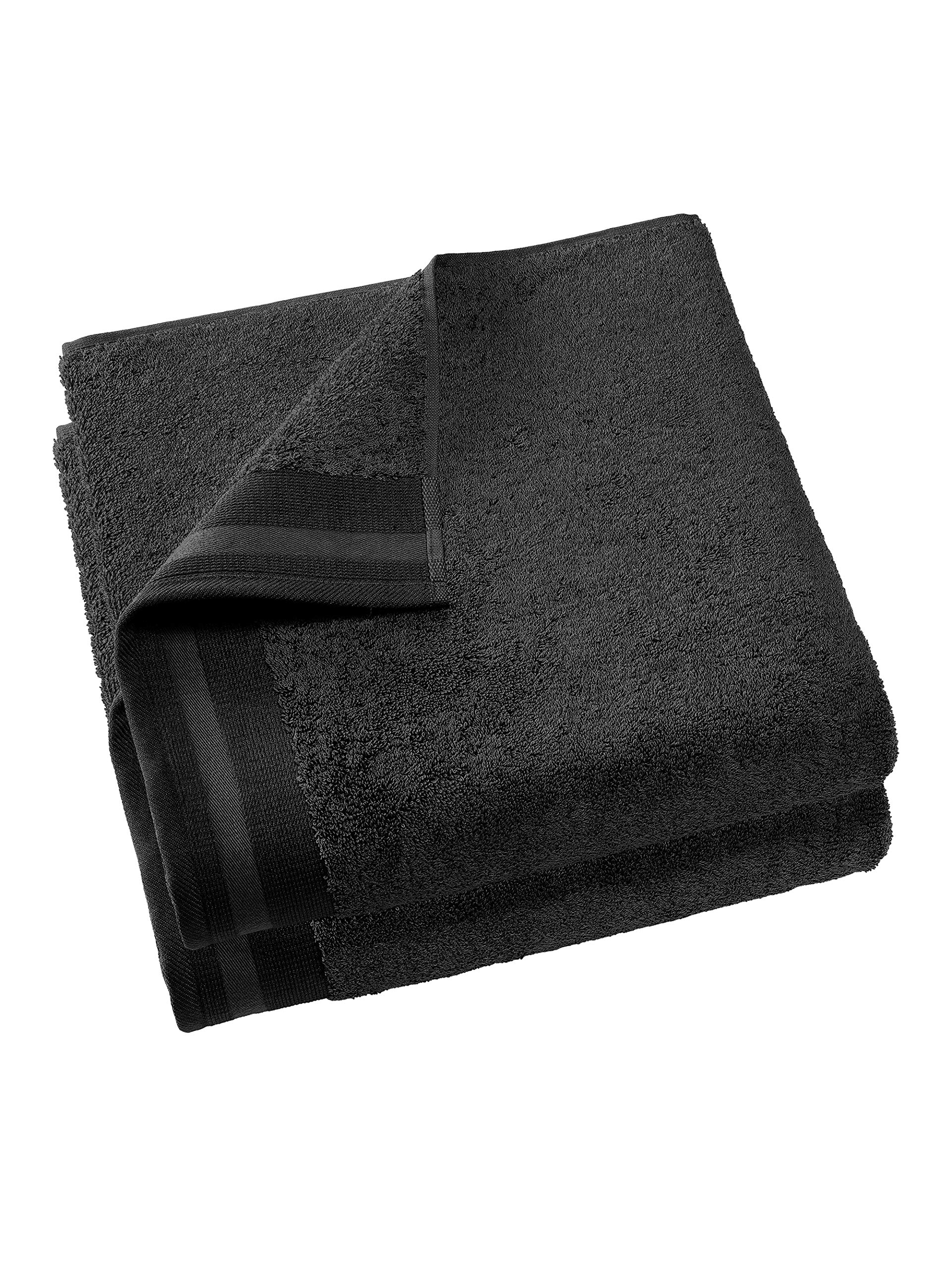 De Witte Lietaer Contessa Set of 2 Bath Sheets, Cotton, Black, 70 x 140 cm