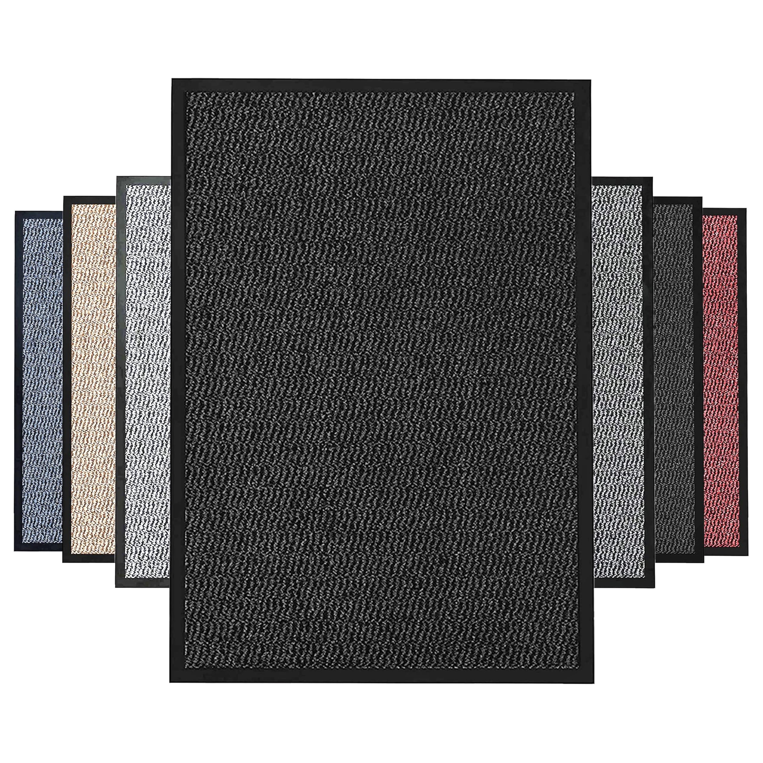 NAUSHA Barrier Door Mat Heavy Duty Rubber Non-Slip Floor & Kitchen Mat Easy Clean Absorbent Soft Feel Entrance Rug Floor Mat (Charcoal, 40x60 cm)