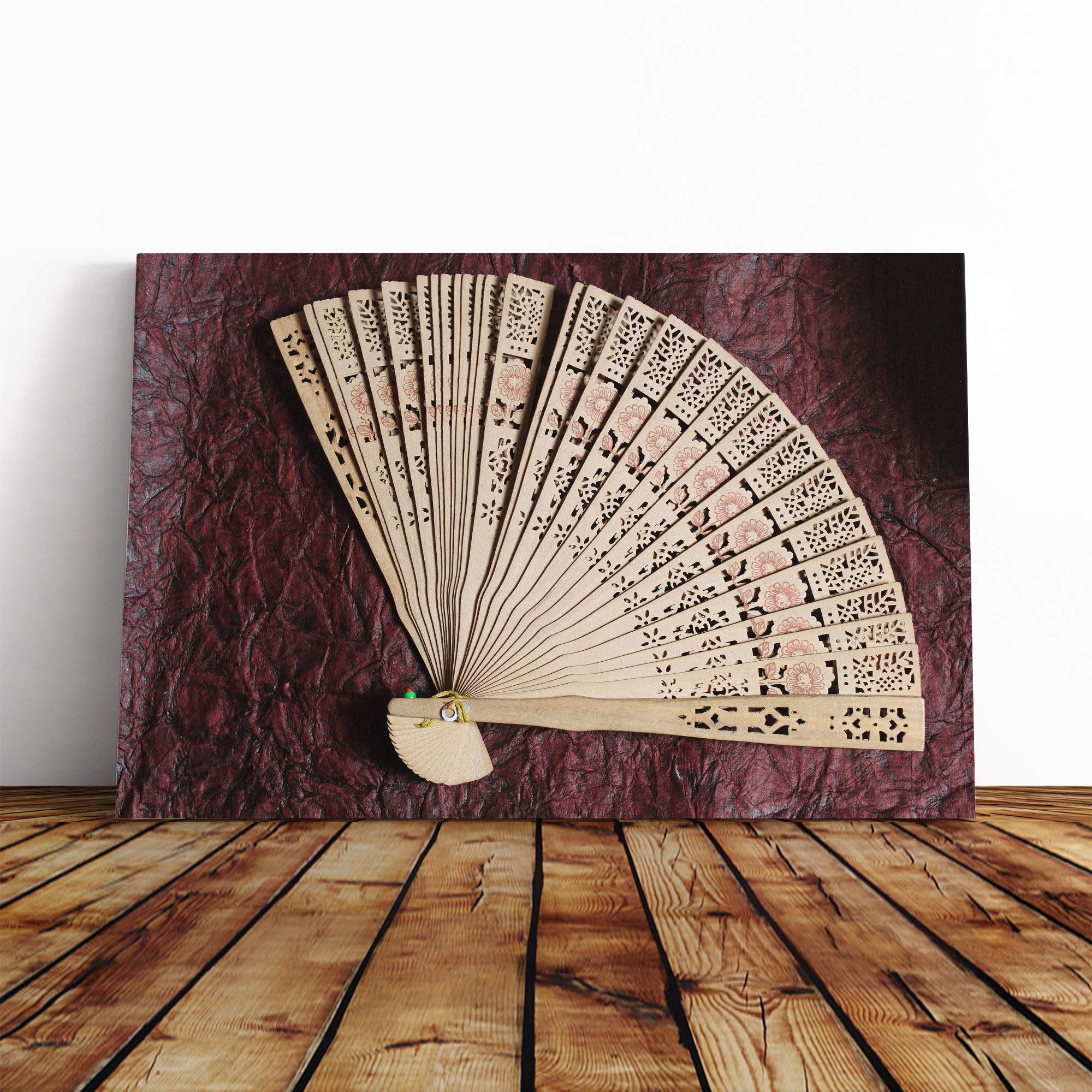 Hand Fan Canvas Print | Gallery Wrapped 30mm Frame Wall Art | 20x14 inches | Ready to Hang | Modern Picture | Living Room Bedroom Lounge Office