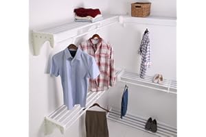 EZ Shelf EZS-K-SCRW72-5-4 Walk-in Closet Kit Hanging and Shelf Space, White