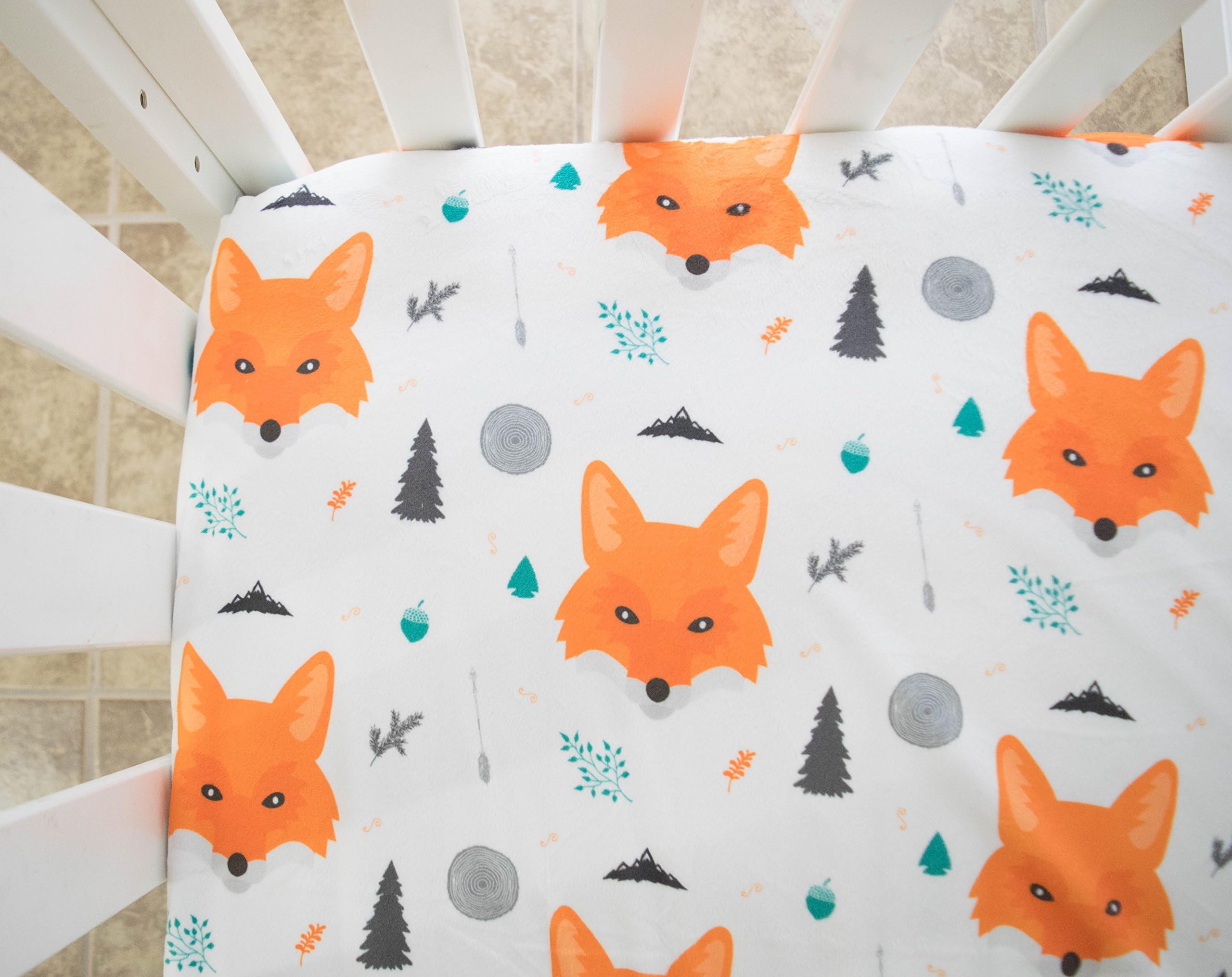 Orange Fox Woodland Fitted Crib Sheet