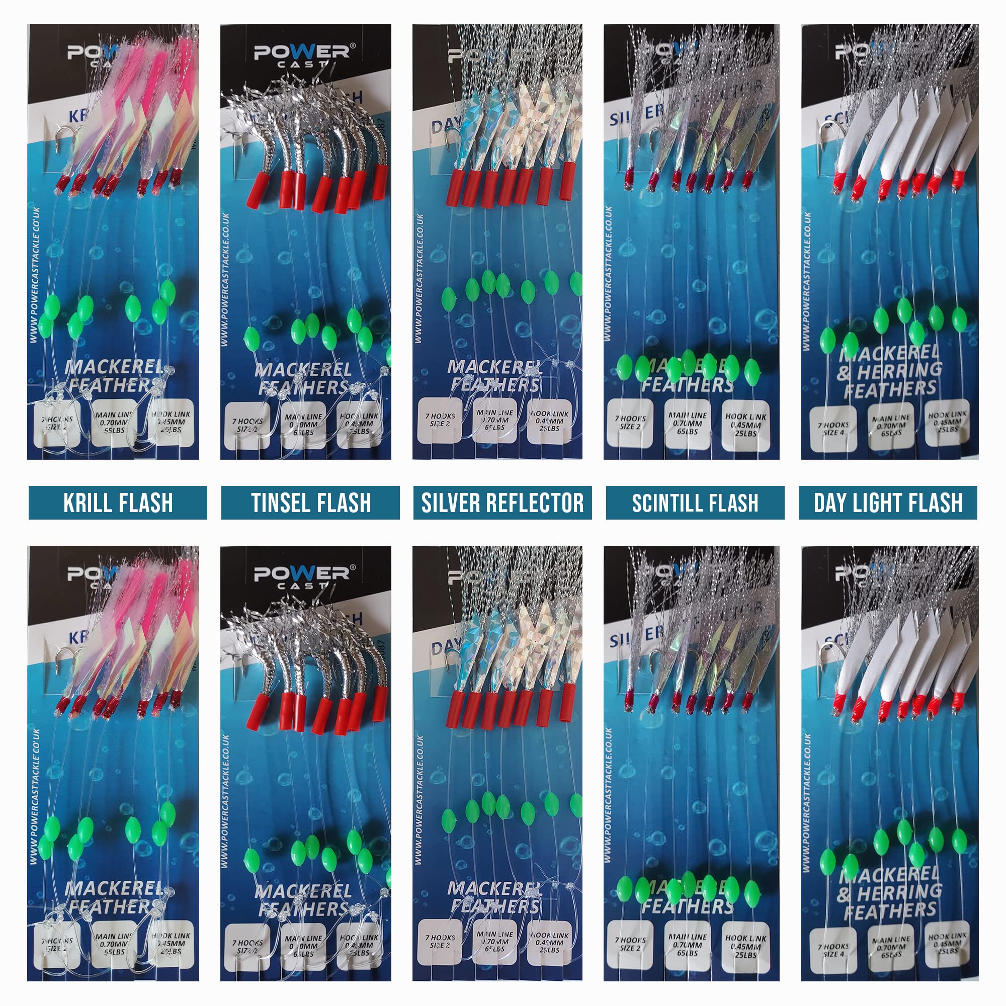 7 Hooks Mackerel Feathers (5 pack) (Mixed 10(2 each))