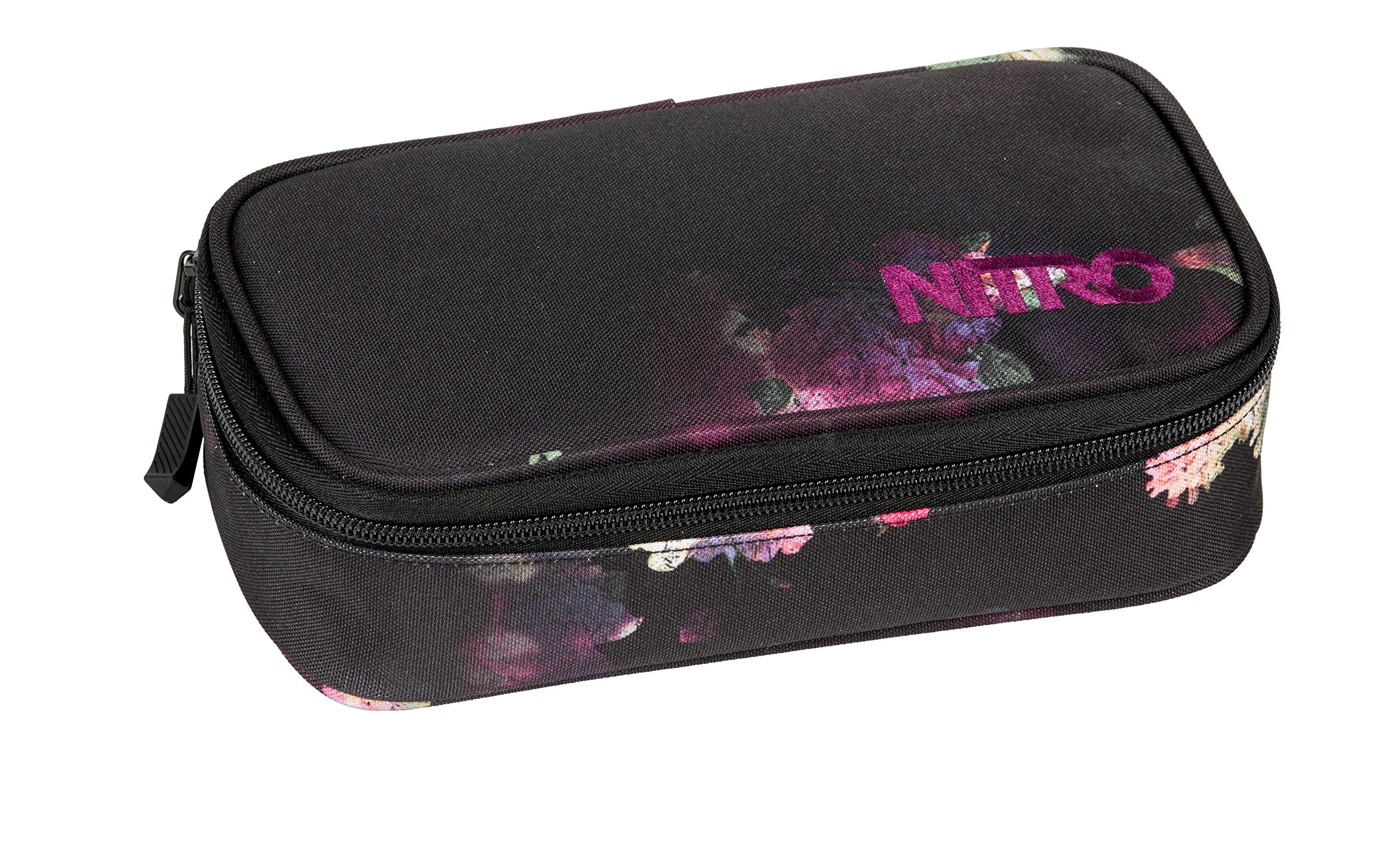 Nitro Pencil Case XL inkl. Geo Dreieick & Stundenplan, Federmäppchen, Schlampermäppchen, Faulenzer Box, Federmappe, Stifte Etui, Black Rose