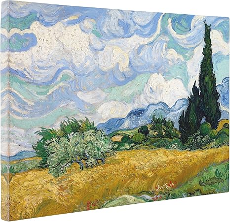 Amazon Com Niwo Art Wheat Field With Cypresses By Vincent Van Gogh Oil Painting Reproductions Giclee Canvas Prints Wall Art For Home Decor Stretched And Framed Ready To Hang 16