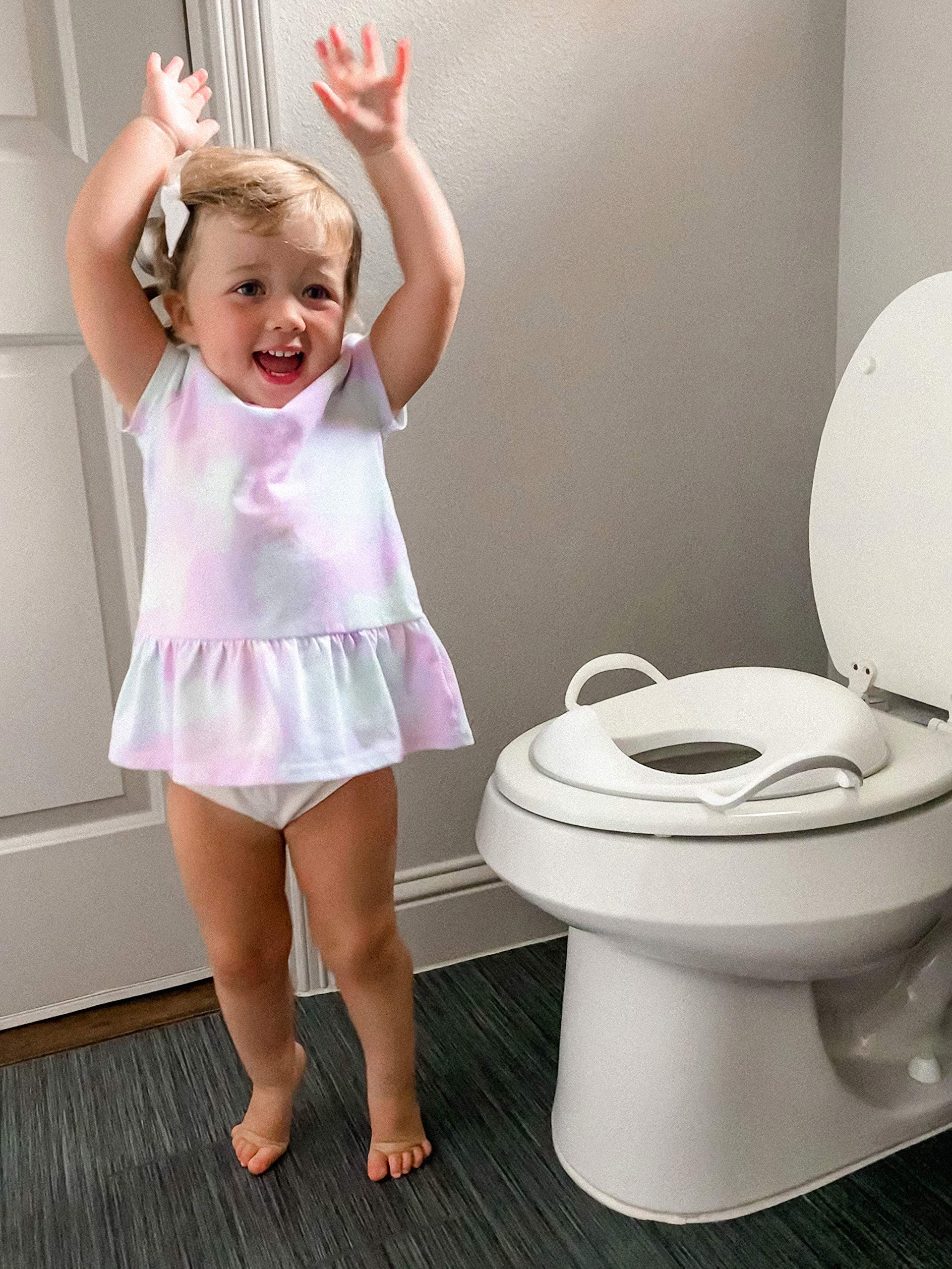 Easy Grip Safety Toilet Seat Trainer with Integrated Splash Guard for Toddlers & Kids, White, 1 Count