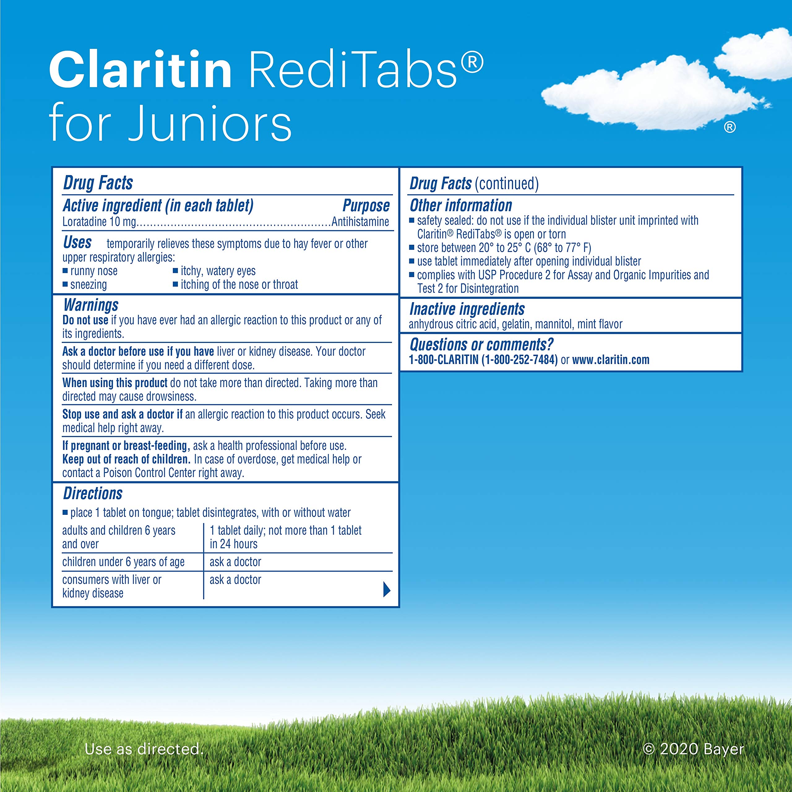 Junior's Claritin 24 Hour Non-Drowsy Allergy RediTabs, 10 mg, 30 Count