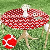 smiry Round Picnic Tablecloth, Waterproof Elastic