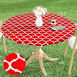 smiry Round Picnic Tablecloth, Waterproof Elastic