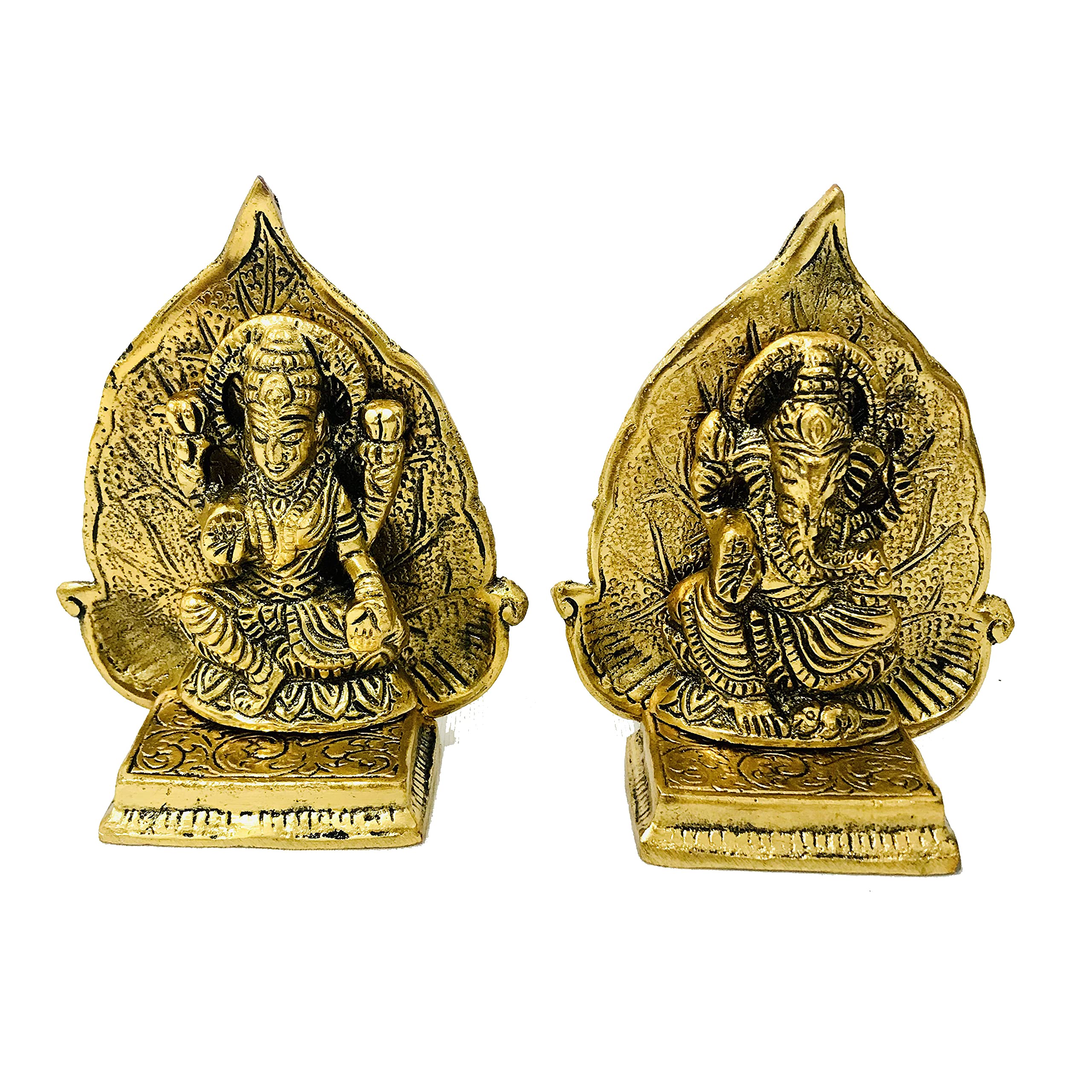 Goddess Laxmi Ganesha Statue Paan Lakshmi Ganesha Idol Diwali Pooja Murti Metal Sculpture showpiece Deepawali Pooja ganpati Diwali Pooja Housewarming Size- H- 5 inch