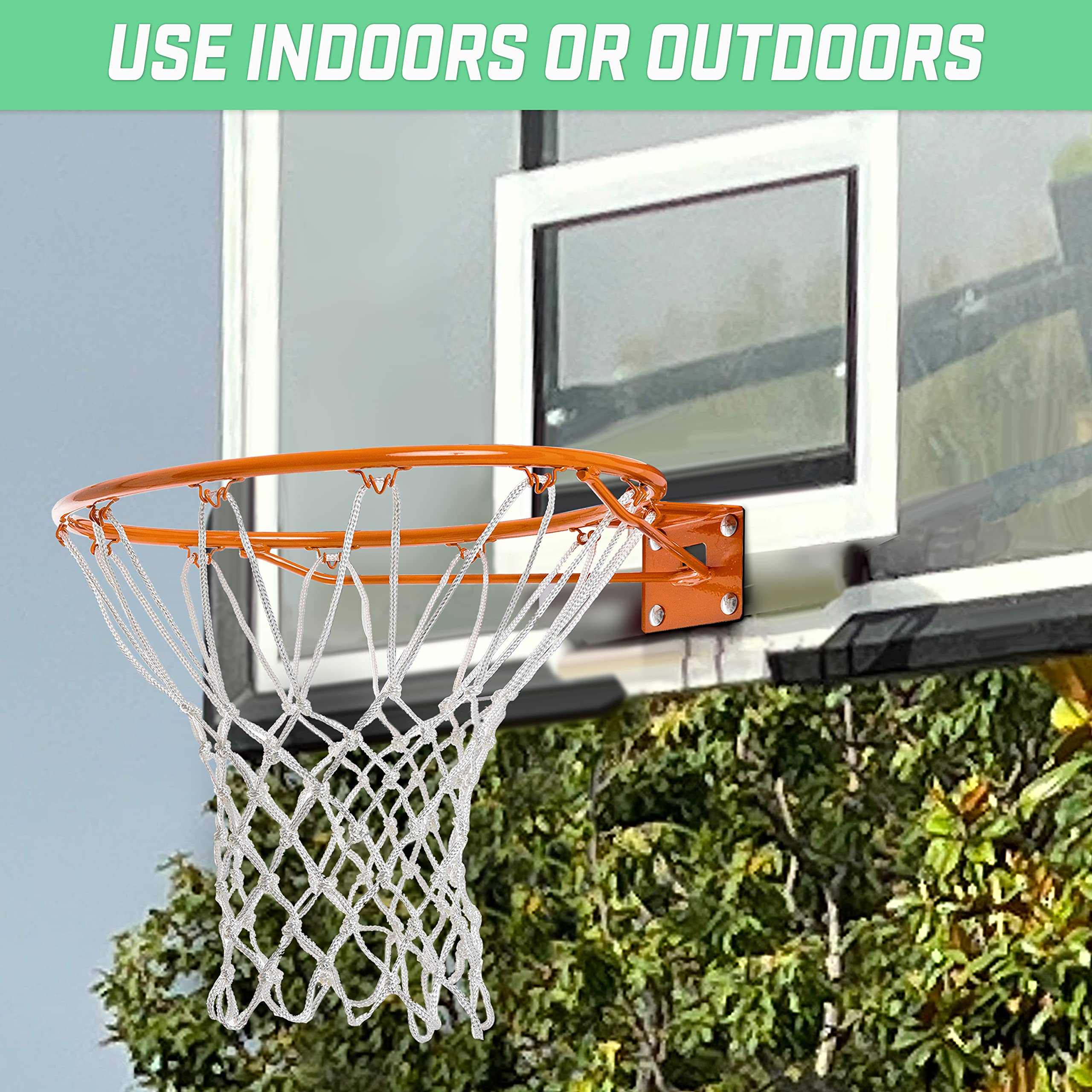 GoSports Basketball Net Replacement with 12 Loops - Heavy Duty for Indoor & Outdoor Hoops, Rim Not Included