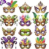 80UncleKimby 56PCS Mardi Gras Masks Bulk Set: Party Decorations Carnival Favors(Paper)