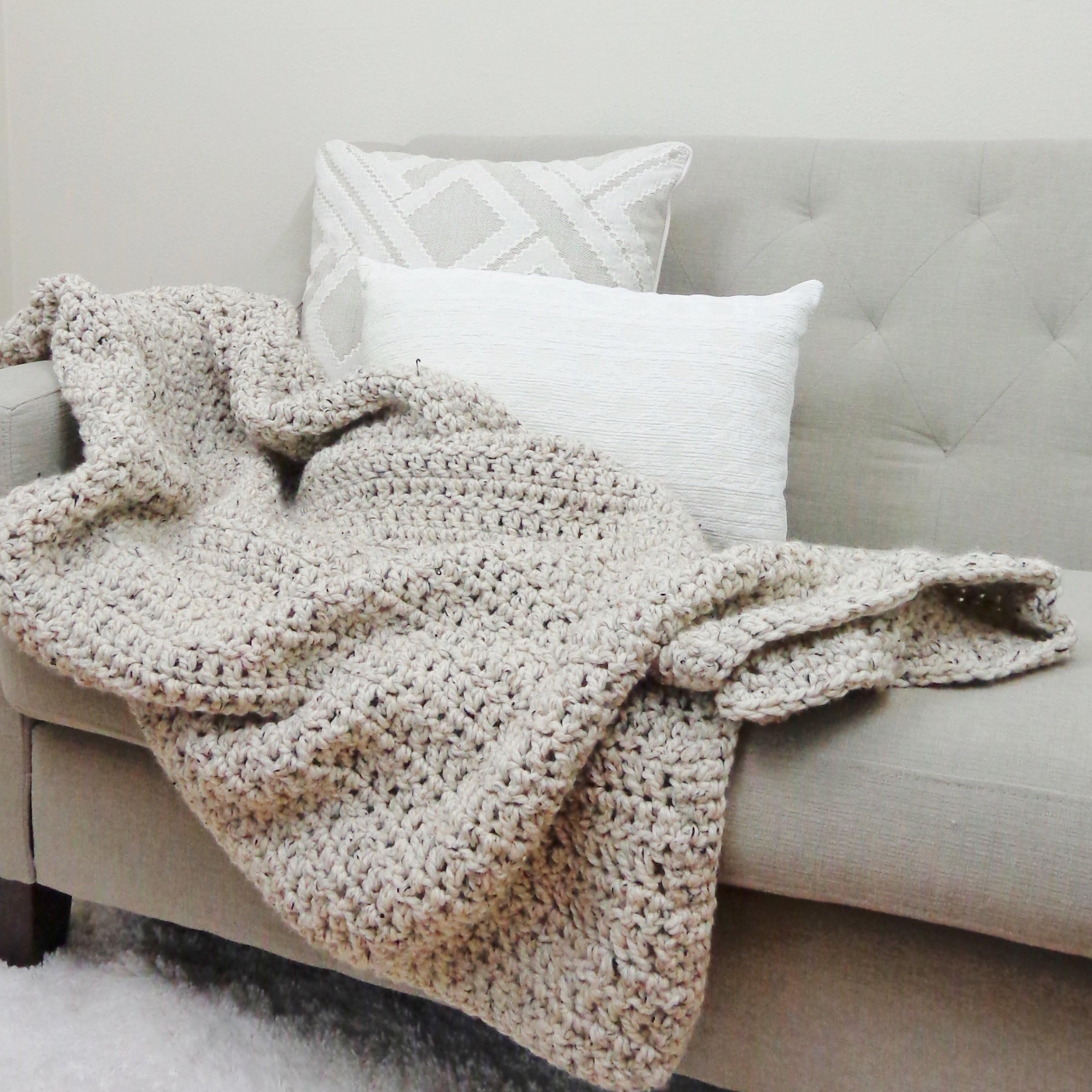 Chunky Knit Throw Blanket Crochet Afghan (Choose your Color) | THE OLYMPIA