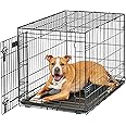 MidWest Homes for Pets Dog Crate | Midwest Life Stages 36' Folding Metal Dog Crate | Divider Panel, Floor Protecting Feet, Leak-Proof Dog Pan | 36L x 23W x 25H Inches, Intermediate Dog Breed, Black