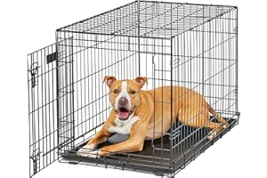 MidWest Homes for Pets Intermediate LifeStages Single Door 36-Inch Folding Dog Crate, Enhanced Security, Includes Leak-Proof Pan, Divider Panel, Handle, Rubber Feet