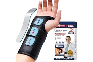 FEATOL Carpal Tunnel Wrist Brace Night Support 2 Pack - Wrist Splint for Pain Relief Tendonitis, Sprained, Arthritis - Metal Splint Stabilizer With Hand Brace -FOR Sleeping Women Men -Right&Left(M/L)