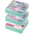 Simple Houseware Closet Drawer Organizer for Clothes, Socks and Underware, 3 Pack, Turquoise
