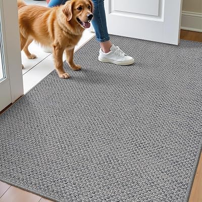 DEXI Indoor Door Mat 90 x 140 cm Non Slip Rubber Backing Grey