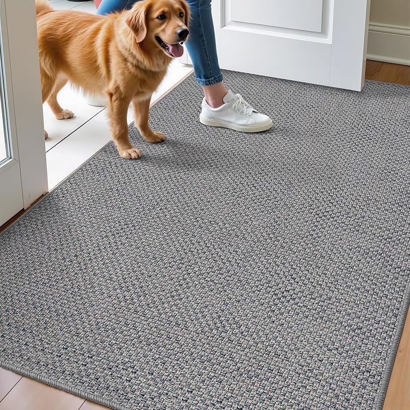 DEXI Indoor Door Mat 90 x 140 cm Non Slip Rubber Backing Grey