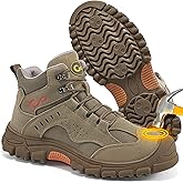 Ablanczoom Work Boots for Men Steel Toe - Construction Footwear Slip Resistant Comfortable Breathable Durable Safety Boot