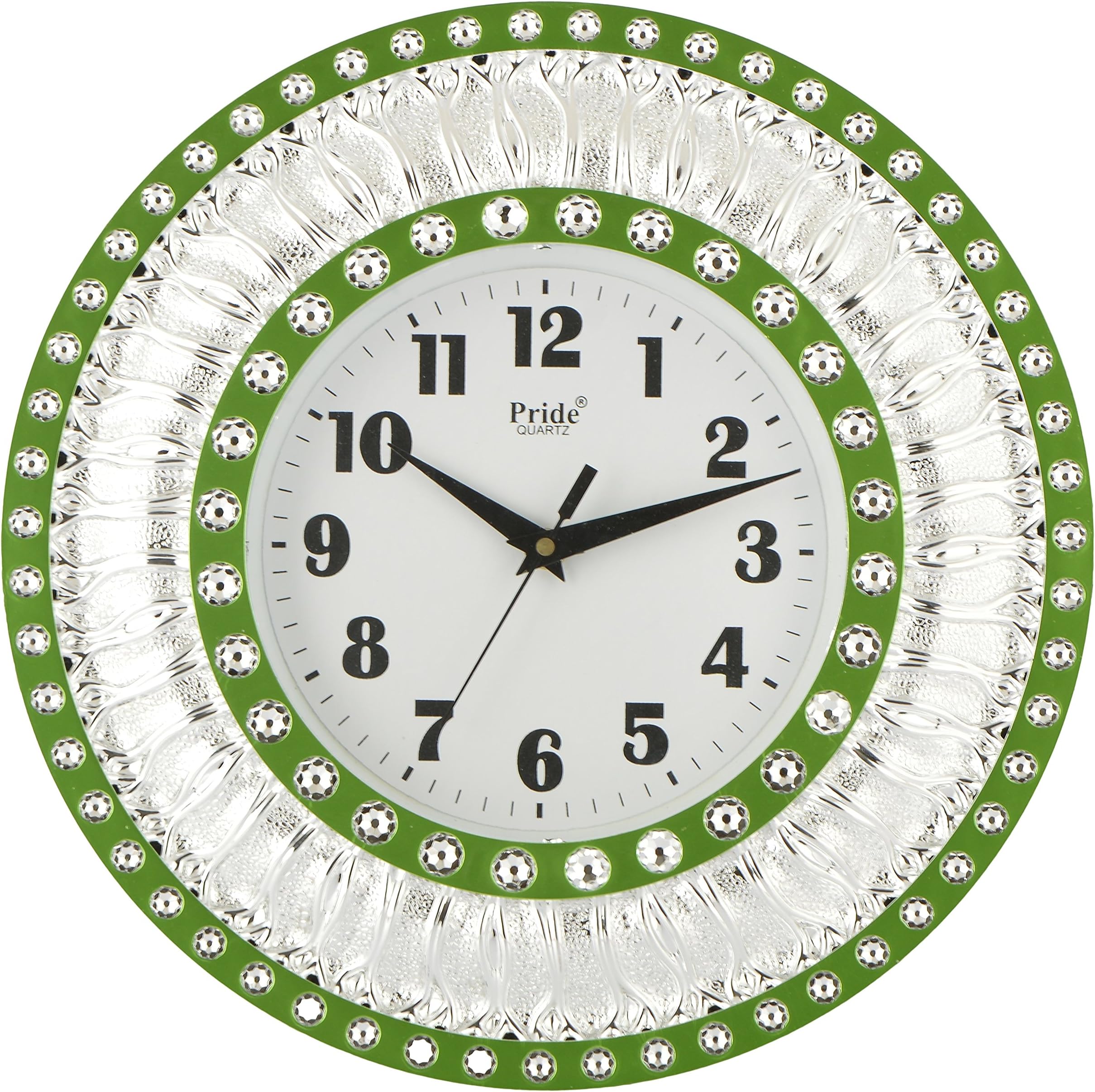 kangroo Plastic Wall Clock (30 x 5 x 30 cm, Green & Silver)