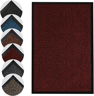 Homatz Indoor Door Mat Heavy Duty Rubber Non Slip Washable 40x60cm Red