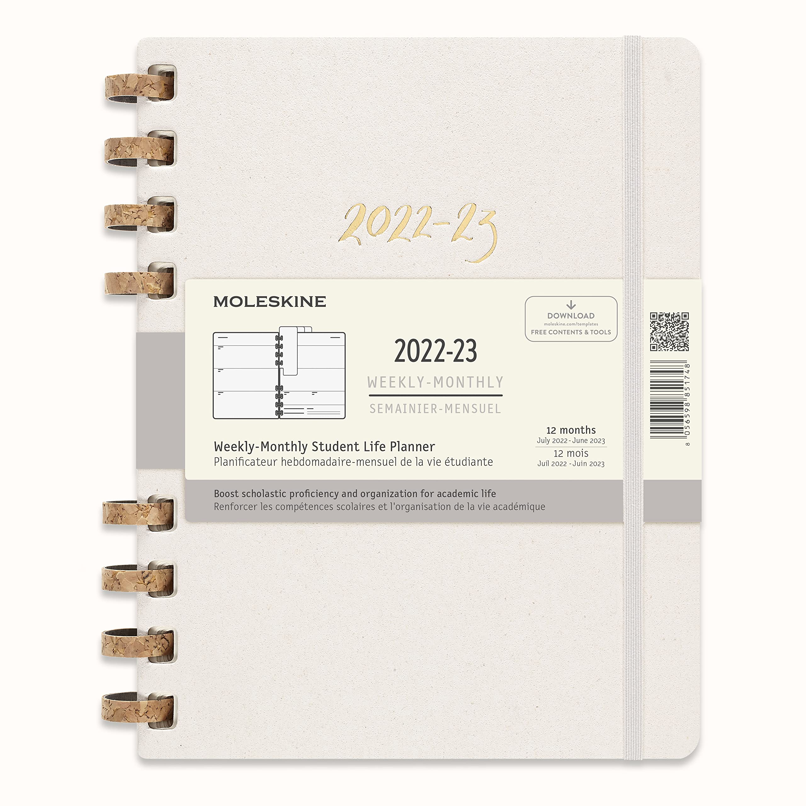 Moleskine Monthly Planner 2022, 2023, 12-Month Monthly Diary, Monthly Notebook with Hard Cover, Size Extra Large 19 x 25 cm, Remake Oyster
