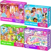30 Piece Puzzles for Kids 3-5 - 4 Jigsaw Shimmer Toddlers Puzzles Ages 4-6 | Fairy Tale Set with Princess Unicorns Puzzles for Kids Ages 4-6 Years - Gift for Children