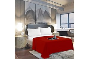 Mocassi King Flat Sheet - Hotel Luxury 1800 Premier Cooling Bedding Sheet - Softest Sheets - Wrinkle, Fade, Stain Resistant - 1 Single Top Flat Sheet, King, Red
