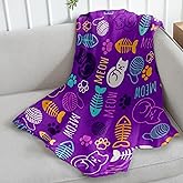 Kitty Paws (Purple) Super Plush Blanket - 50x60 Soft Throw Blanket - Perfect for Cuddle Season for Bedroom, Living Room, All Seasons, Holidays, Kids, Babies, Adults & Decor, Cat Blanket