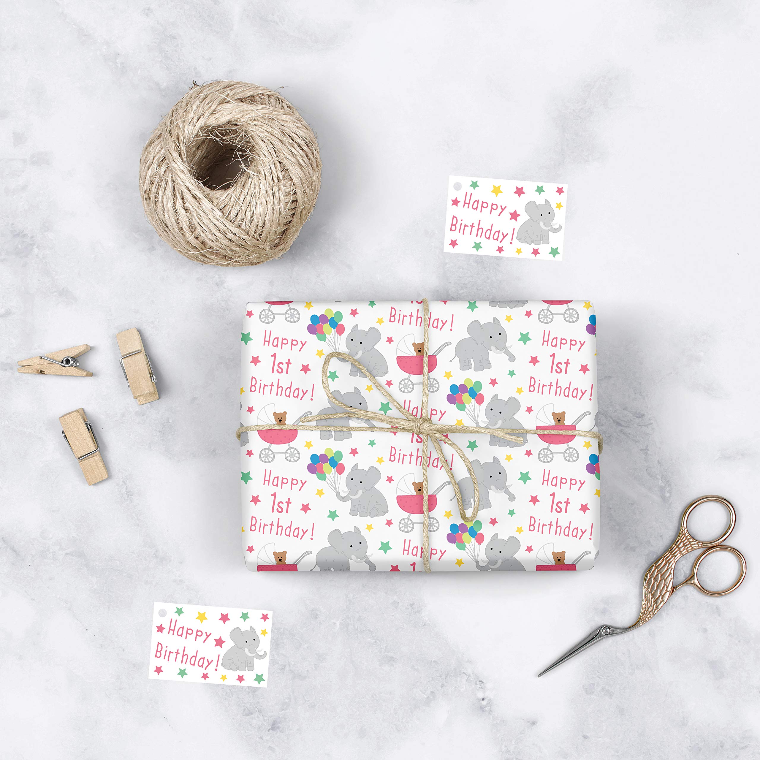 baby girl first birthday wrapping paper