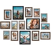 Vittanly 15 Pack Picture Frames Collage Wall Decor, Multi Sizes Including 3pcs 8x10, 6pcs 5x7 and 6pcs 4x6 Photo Frames, Gallery Frame Set for Wall or Tabletop Display, Black, Brown and Dark Grey