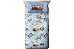 Jay Franco Disney Pixar Tune Up 3 Piece Twin Sheet Set, Blue-Cars