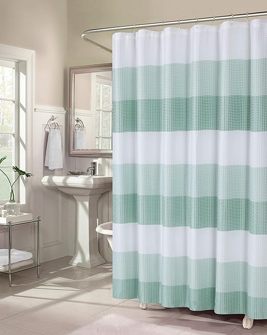 Amazon Com Dainty Home Waffle Weave Ombre Stripe Fabric Shower