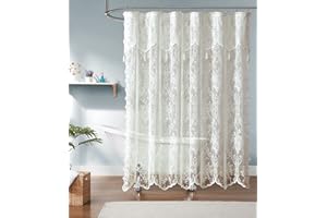 Warm Home Designs Ivory Lace Shower Curtain 72 x 72 Inches with Attached Valance & 7 Tassels. Luxury Farmhouse Shower Curtains for The Bathroom or Boho Shower Curtains for Bathroom. LA Ivory 72"