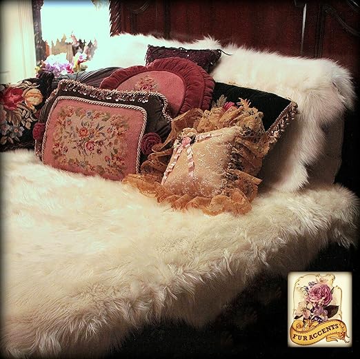 Amazon Com Fur Accents One Pair Of Snow Princess Faux Fur Pillow
