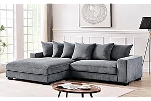 Container Furniture Direct Luxe Oversized Two-Piece Left Facing Sectional Couches for Living Room, 102.4-Inch L Shaped Sofa with Chaise, Upholstered with Corduroy Fabric, 3, Gray