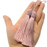 Makhry 20pcs 15.5cm/6 Inch Silky Floss Bookmark Tassels with 2-Inch Cord Loop and Small Chinese Knot for Jewelry Making, Souvenir, Bookmarks, DIY Craft Accessory (Peach Pink)