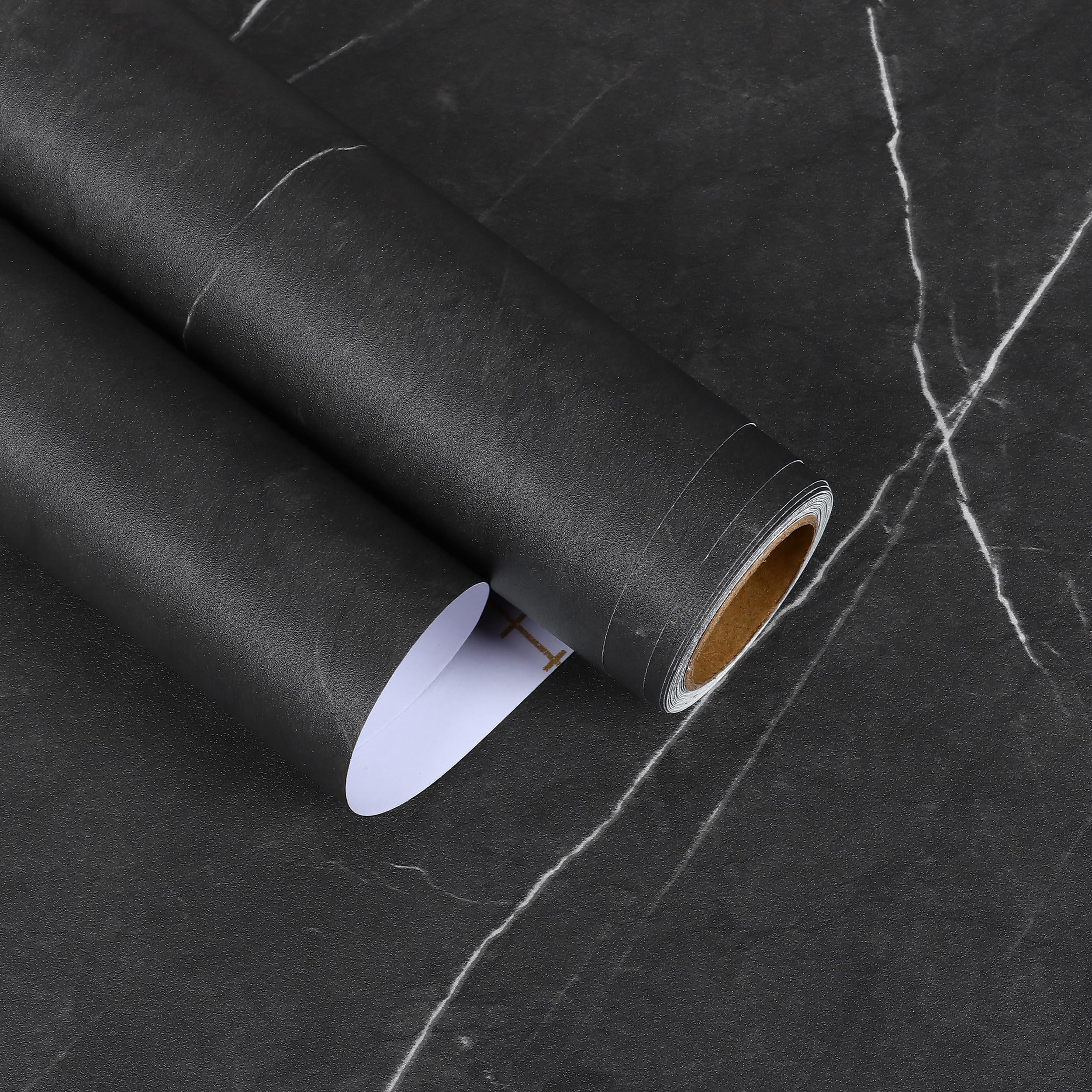 Photo 1 of EaseStick 15.7"x160" Black Marble Contact Paper for Kitchen Countertop Peel and Stick Matte Marble Wallpaper Black and White Contact Paper Waterproof Removable Counter Top Covers for Bathroom Table