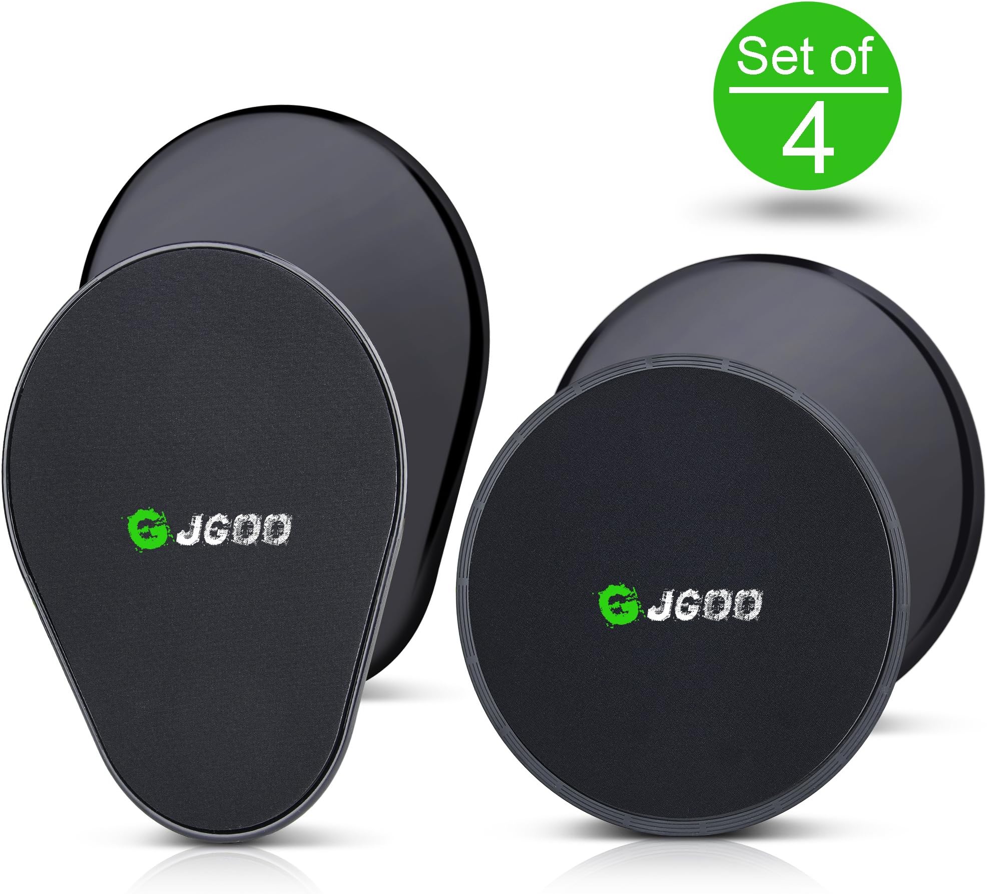 JGOO Gliding Discs Core Sliders Fitness Set of 4 Sliding Discs Dual Sided Use on Any Surface, for CrossFit Gym Travel or Home Workouts, Upper Body Glutes Abdominal Exercise Full Body Workout, Black