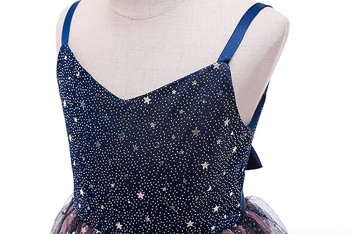 Glamulice Pink Flower Girl Lace Bridesmaid Dresses for Wedding Princess  Spaghetti Strap Sparkle Ombre Tulle Dress Party Pageant Ball Gown Little  Girls Formal Ball Gown Navy Blue Holiday Gown 7 8 in