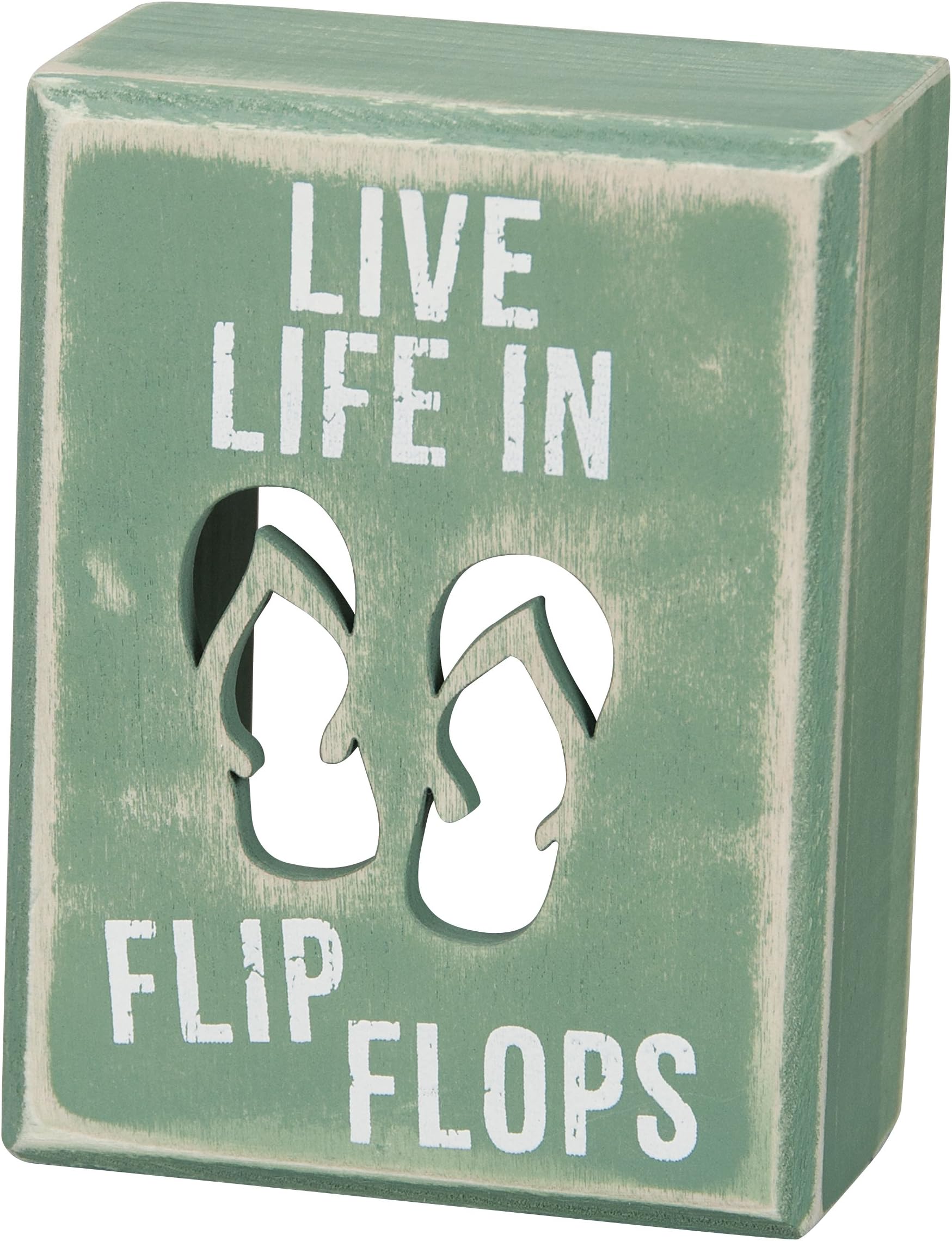 21005 Beach House Décor Box Sign, 3 x 4-Inches, Flip Flops
