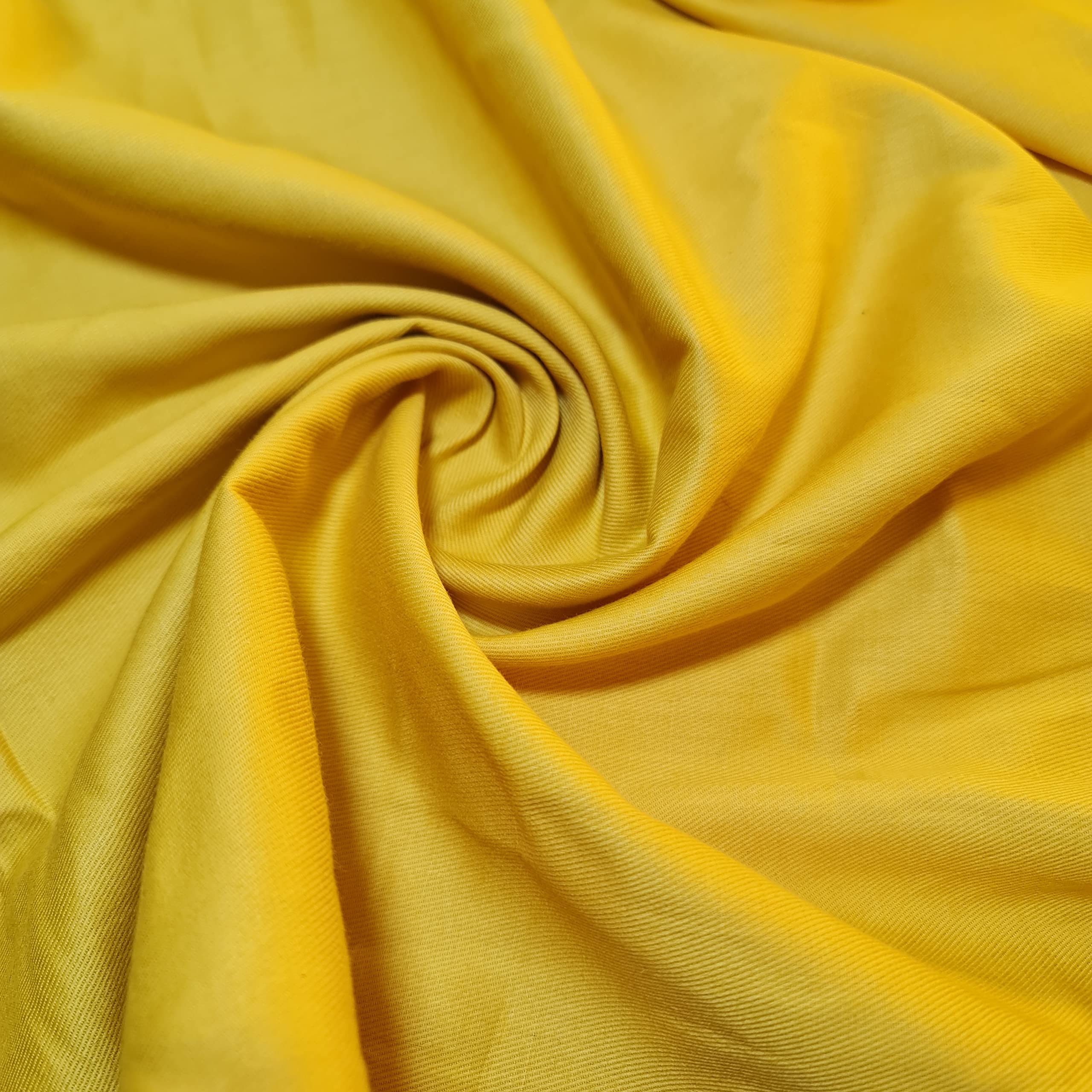 Plain Thick Cotton Drill Workwear Twill Fabric *Soft* Quality 58" by Meter -Ar (1 Meter, Yellow)