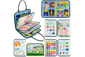 BONNYCO Busy Board for 1 Year Old Animals. Montessori Busy Book for Toddlers 1-3 2-4, Felt Quiet Book Baby. Montessori Toys, Toddler Learning Toys for Travel, Airplane, Car. Educational Activity Board