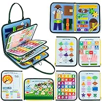 BONNYCO Montessori Busy Board Feltro. Valigetta Giochi Montessori Didattici, Pannello Sensoriale Bambini Board. Giochi Bambini 1 2 3 4 5 6 Anni, Regalo Bambino Bambina Bimbo Book Compleanno Natale