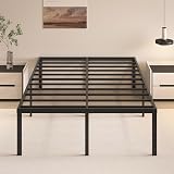 HOBINCHE 20 Inch Queen Size Bed Frame, No Box Spring Needed, Heavy Duty Black Metal Platform Mattress Foundation with Steel Slats, Non-Slip Noise Free Easy Assembly, Large Storage