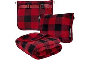 PAVILIA Travel Blanket Pillow, Soft Airplane Blanket 2-IN-1 Combo Set, Plane Blanket Compact Packable, Flight Essential Car P