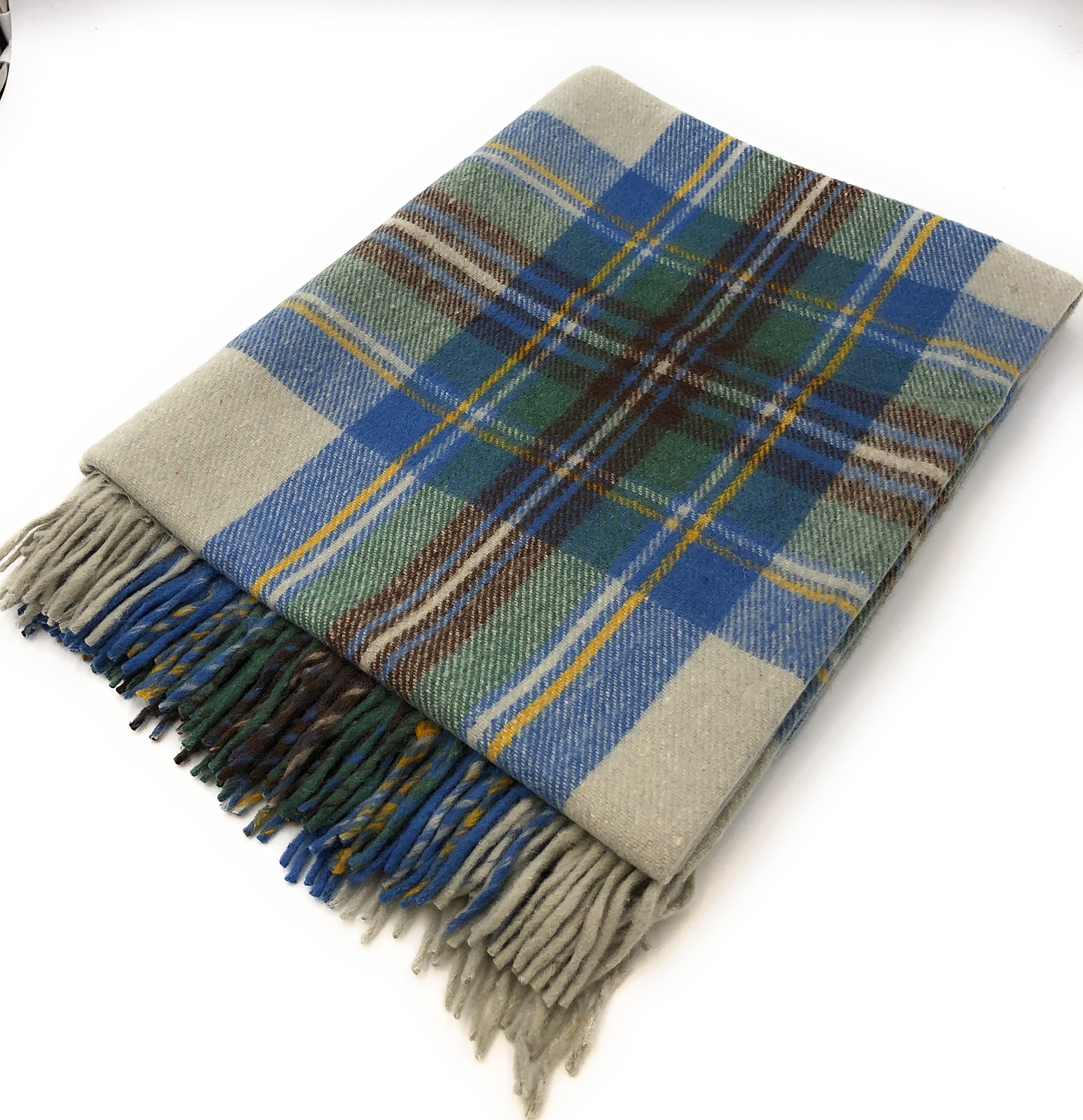 Clans of Scotland Scottish clans – Modern Scottish tartan rugs /blanket - Travel Blanket - Outdoor Blanket (Stewart muted blue)