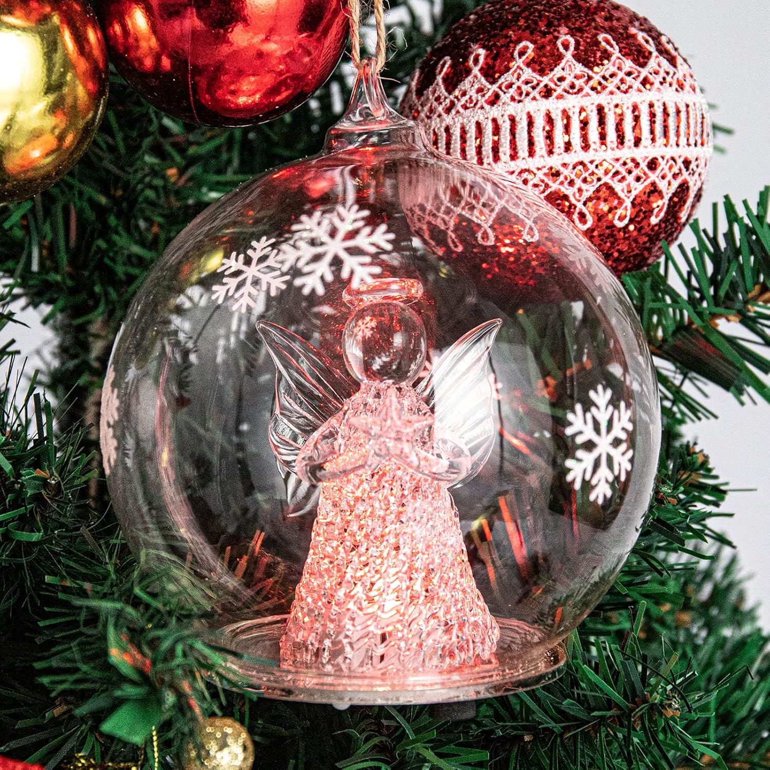 Snow Globes - MUMTOP Christmas Snow Globes Decorations - Christmas Lighted Glass Balls, Glass Christmas Tree Decoration, Color Changing LED Ornament Gift Decor(Prayer Angel)