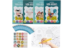 THE TWIDDLERS - 12 Bundle Pack Coloring Books with 48 Crayons & 216 Stickers (Farm Animals) - Mini Coloring Books for Kids Ag